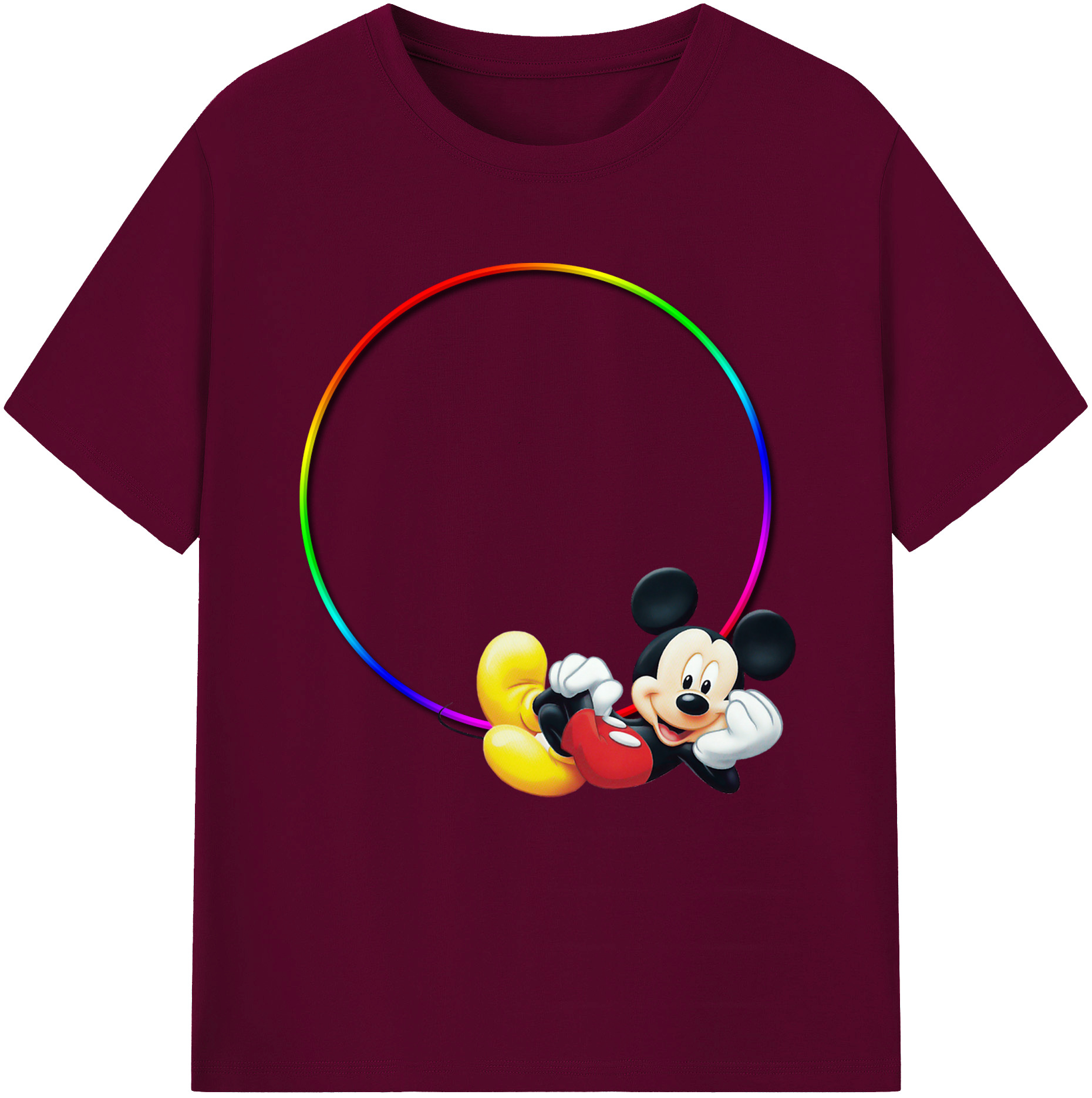 （画像用） ミッキーマウス Mickey Mouse レディースカジュアルプリントTシャツ（綿100％）